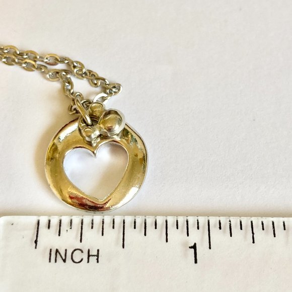 Vintage Disney Mickey Mouse Ears Heart Charm Necklace Stainless Steel 18" Chain - Picture 9 of 11